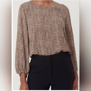 LOFT Beige and Black Speckled Blouse
